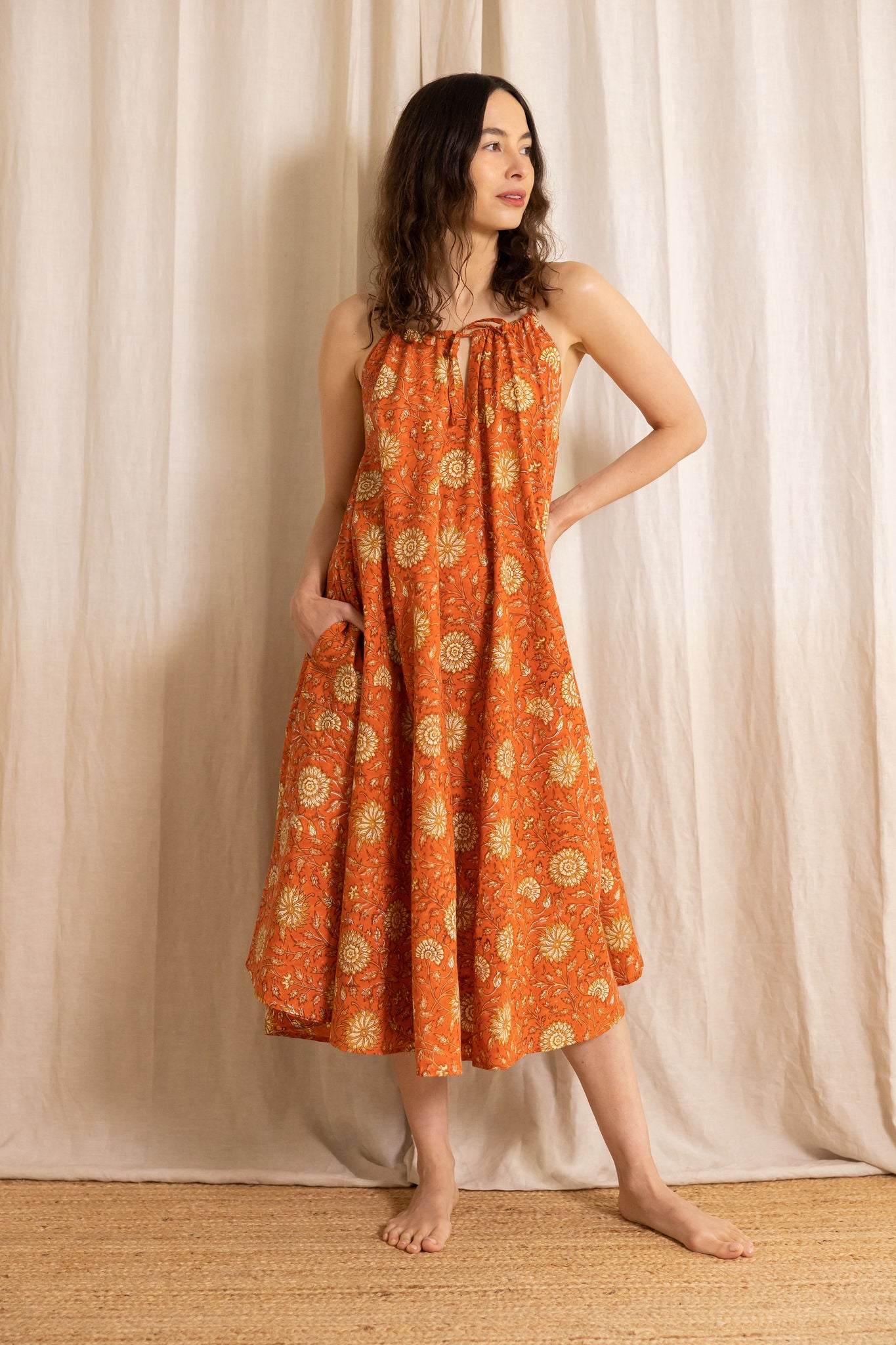 orange dress | terracotta floral