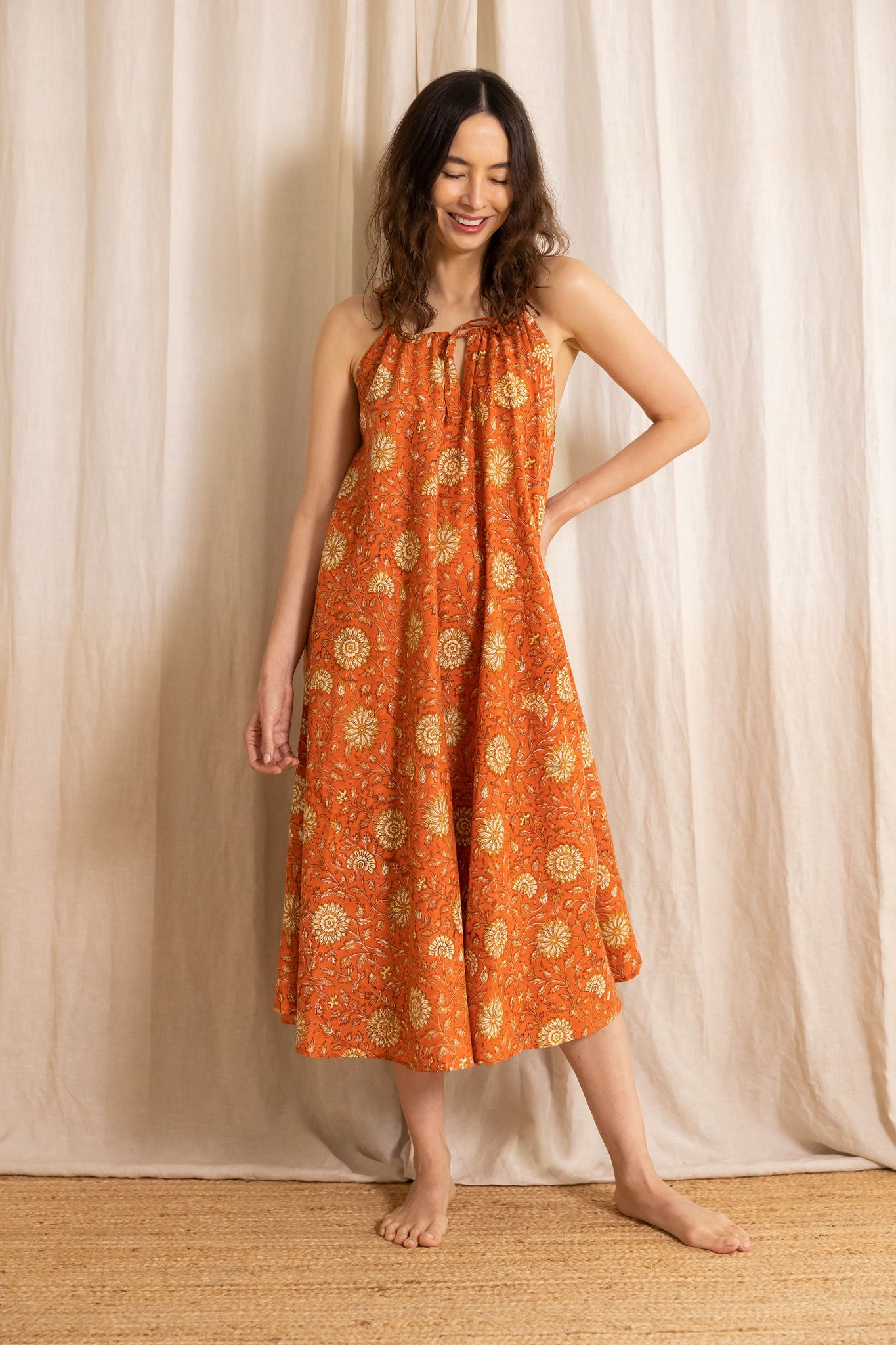 orange dress | terracotta floral