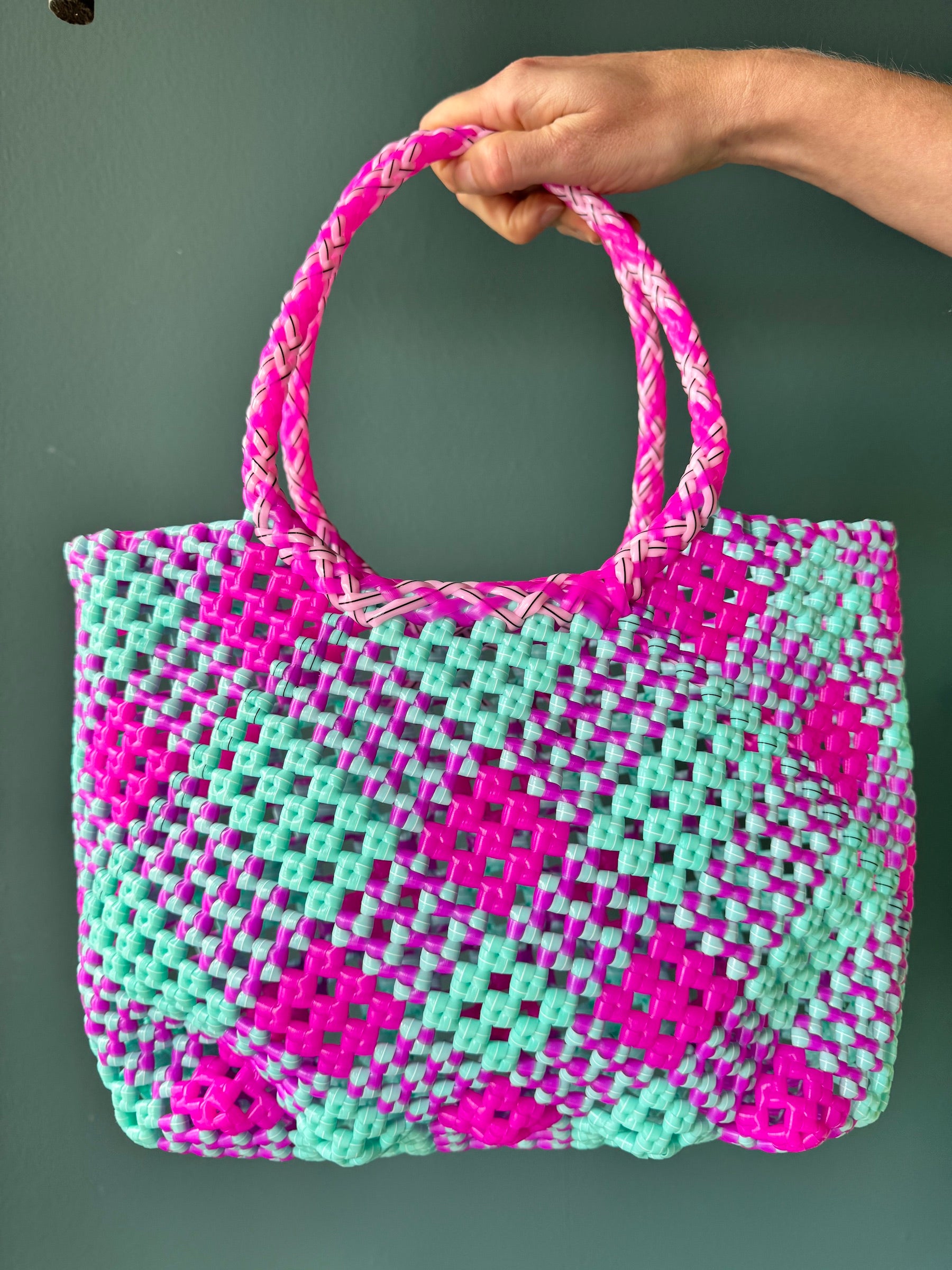 Recycled Plastic Small Woven Tote