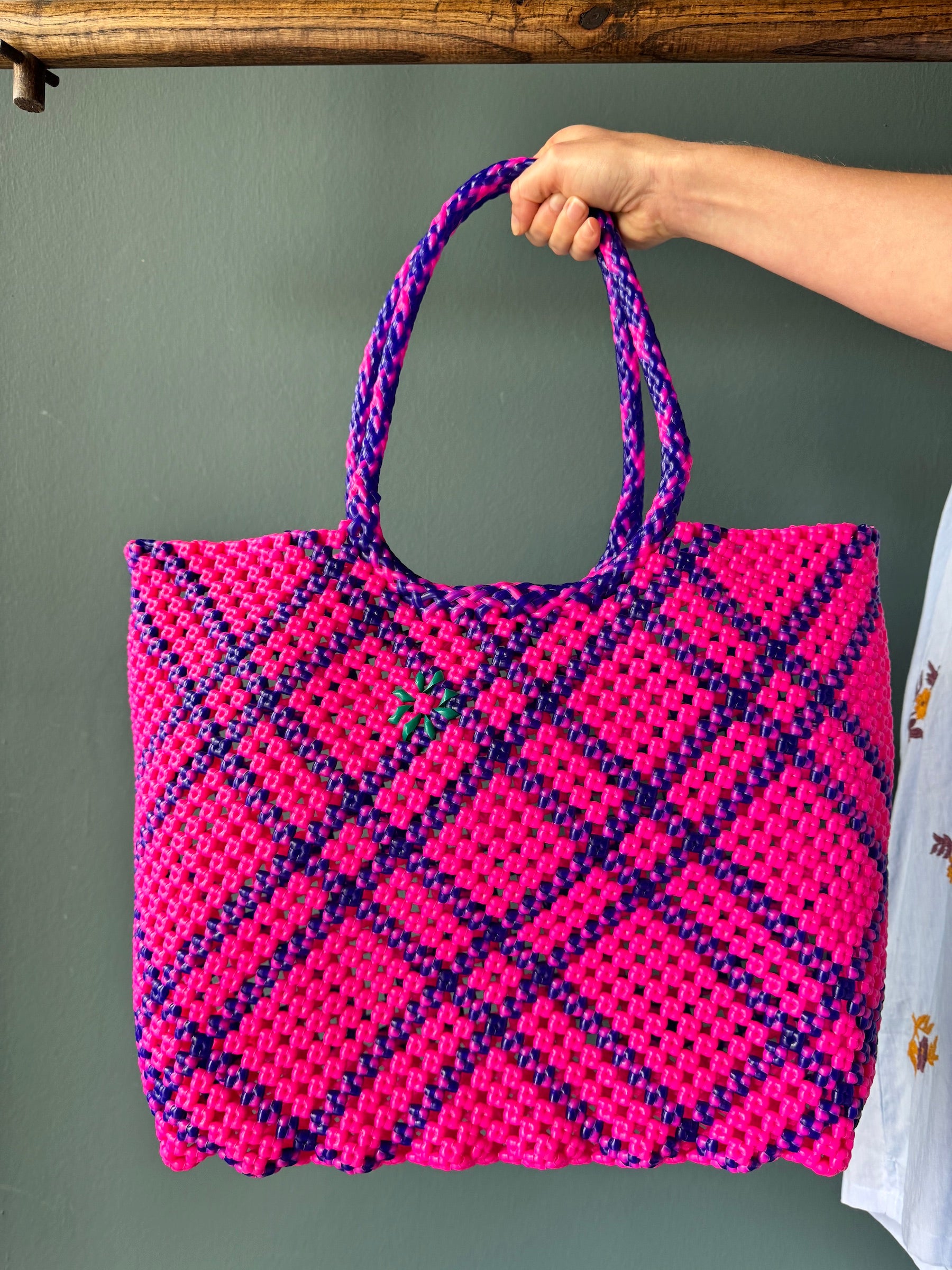 Recycled Plastic Large Woven Tote