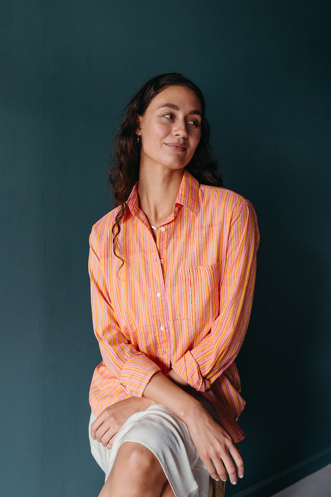 Classic Unisex Block Printed Button Down Shirt