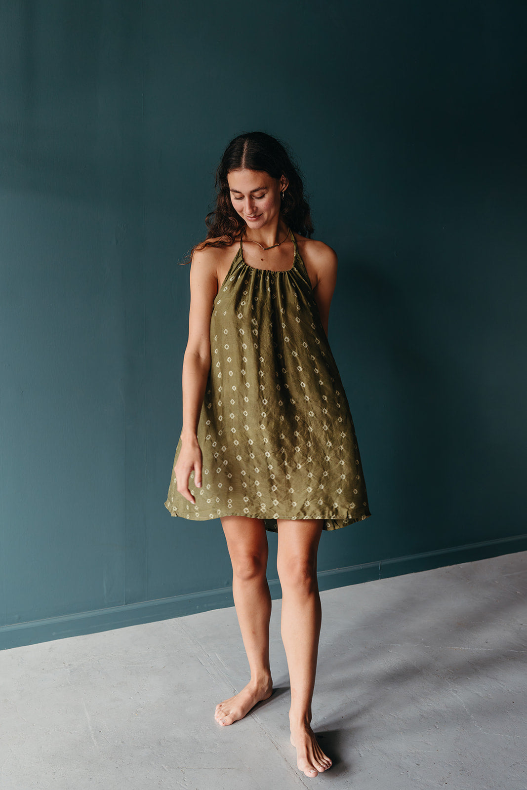 Eco Tie Dyed Manya Mini Dress | Olive