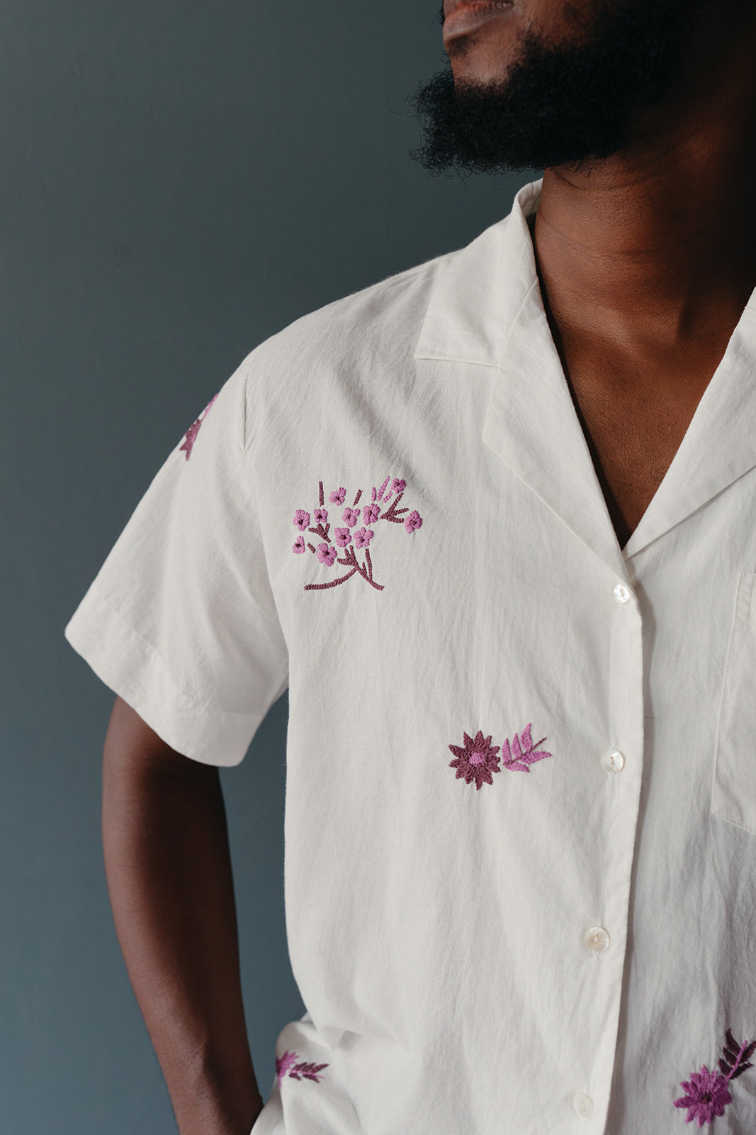 Embroidered Camp Shirt | White