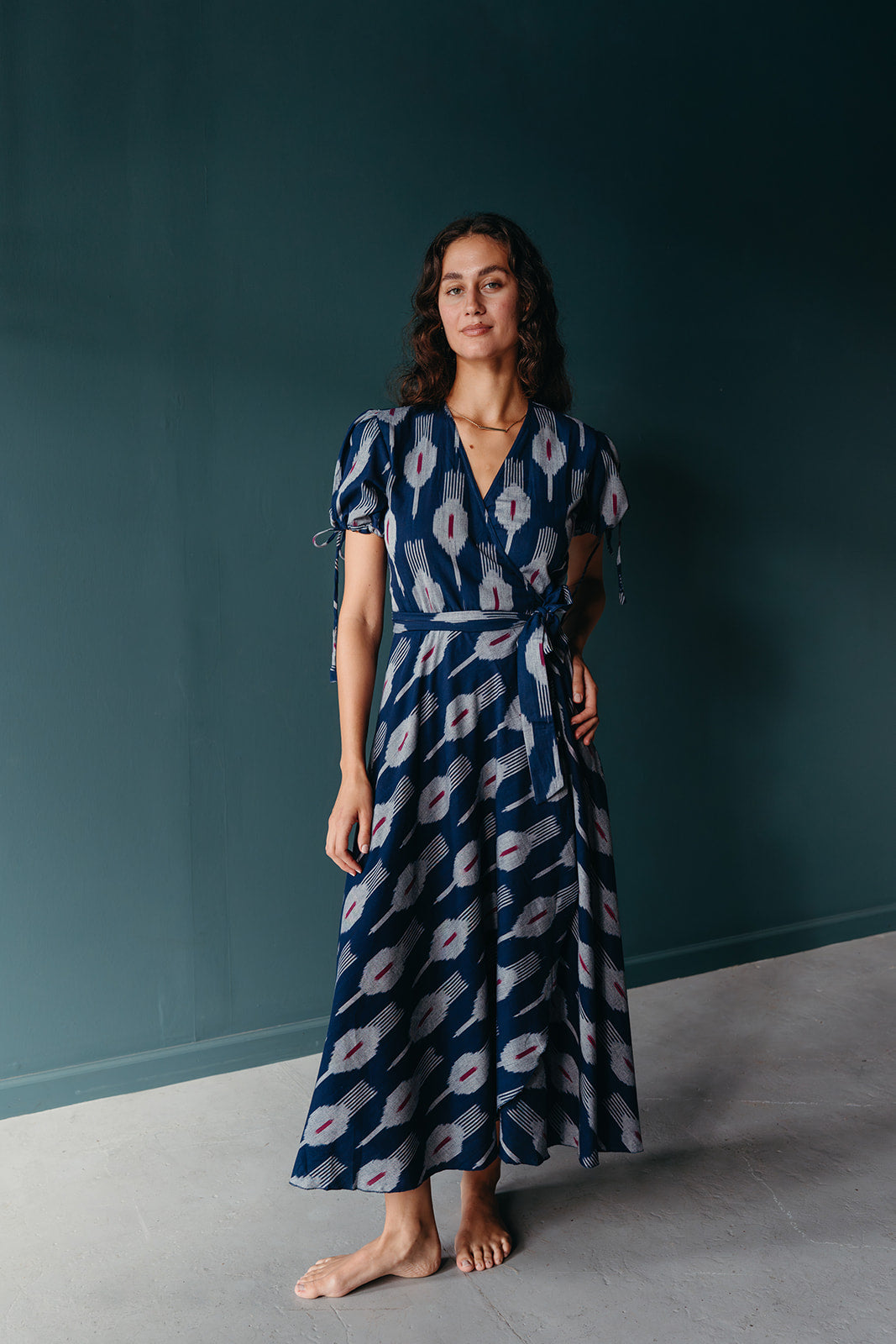 Ikat Wrap Dress | Navy Ikat