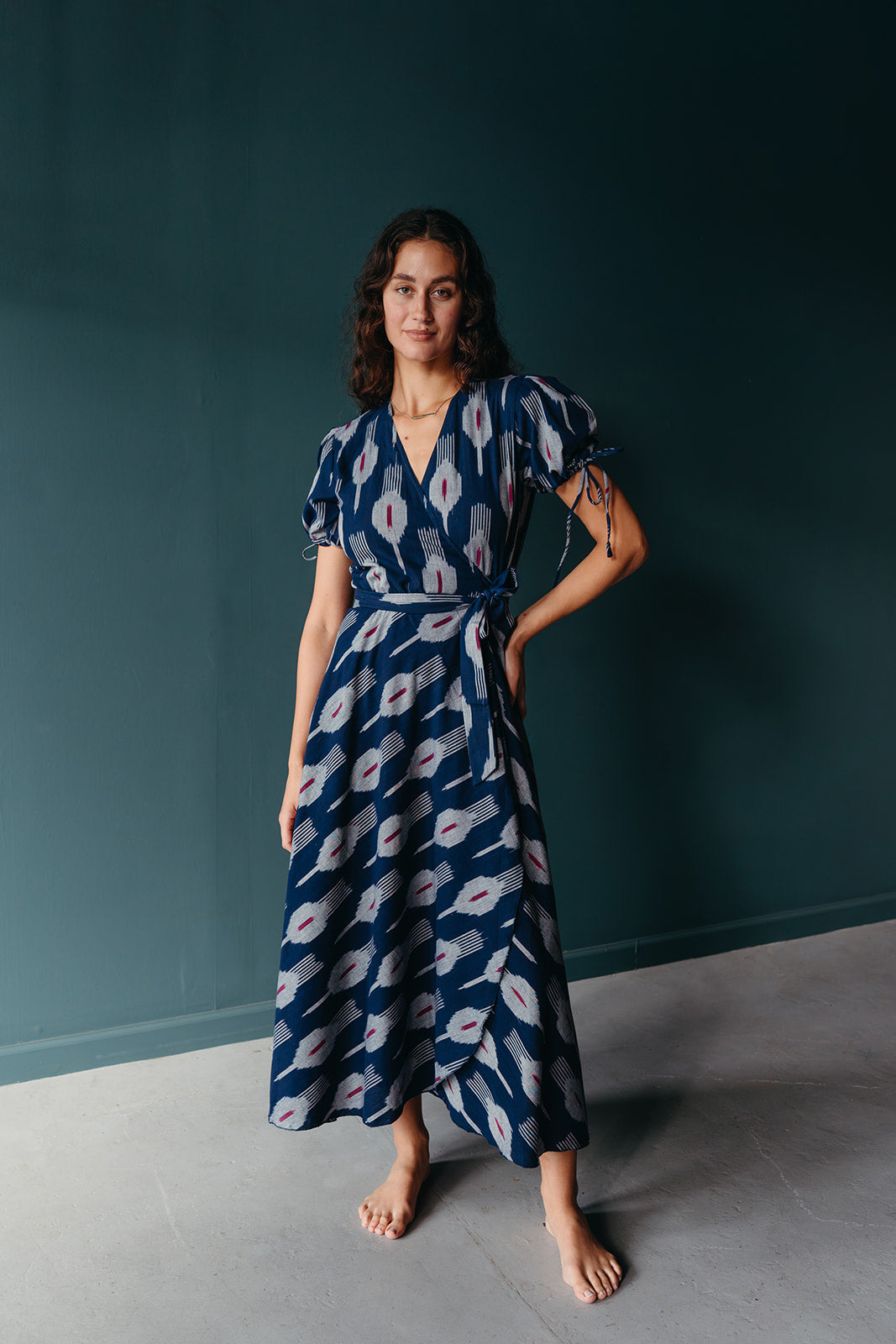 Ikat Wrap Dress | Navy Ikat