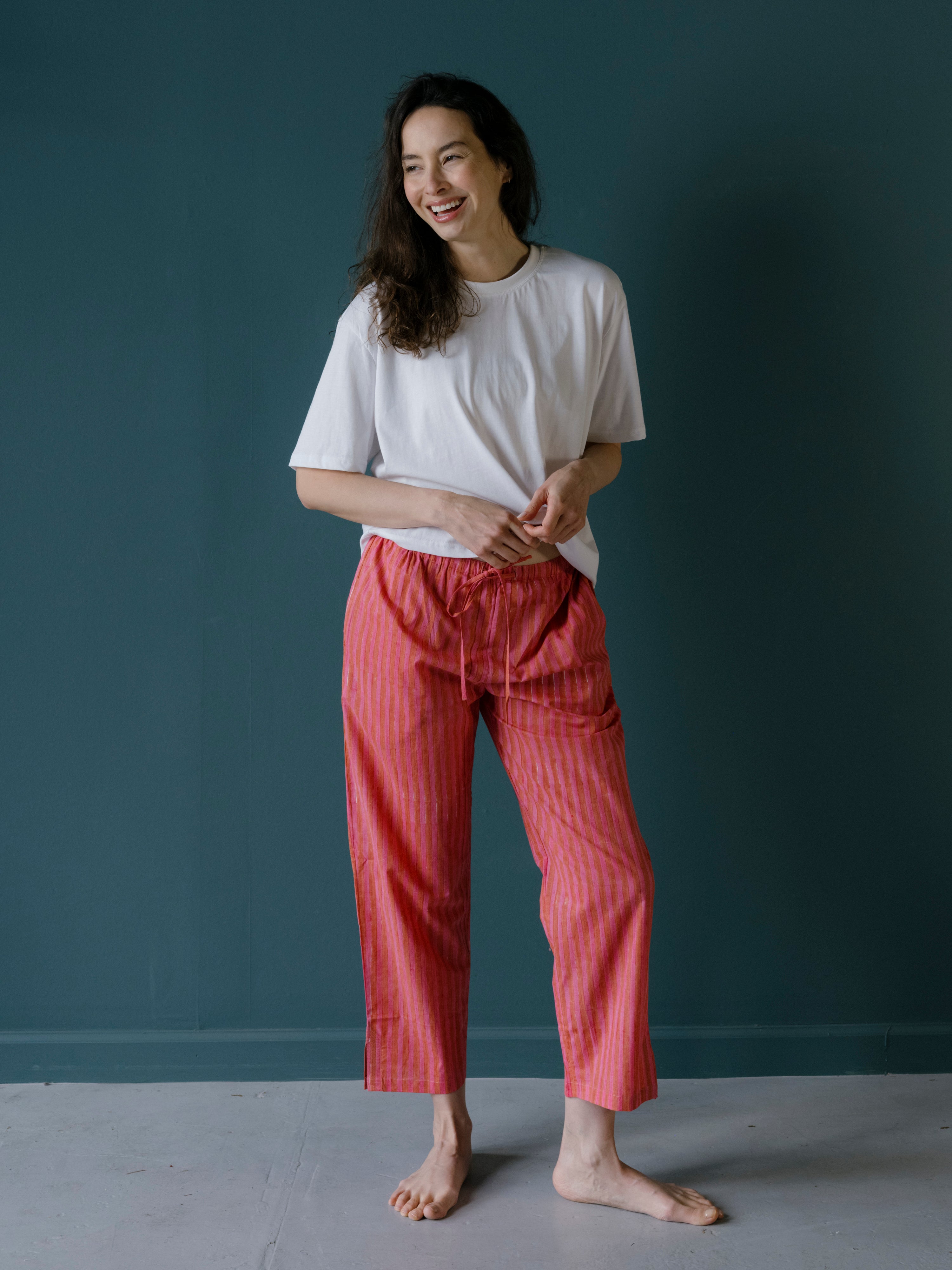 Nalini Pant | Block Printed Stripe