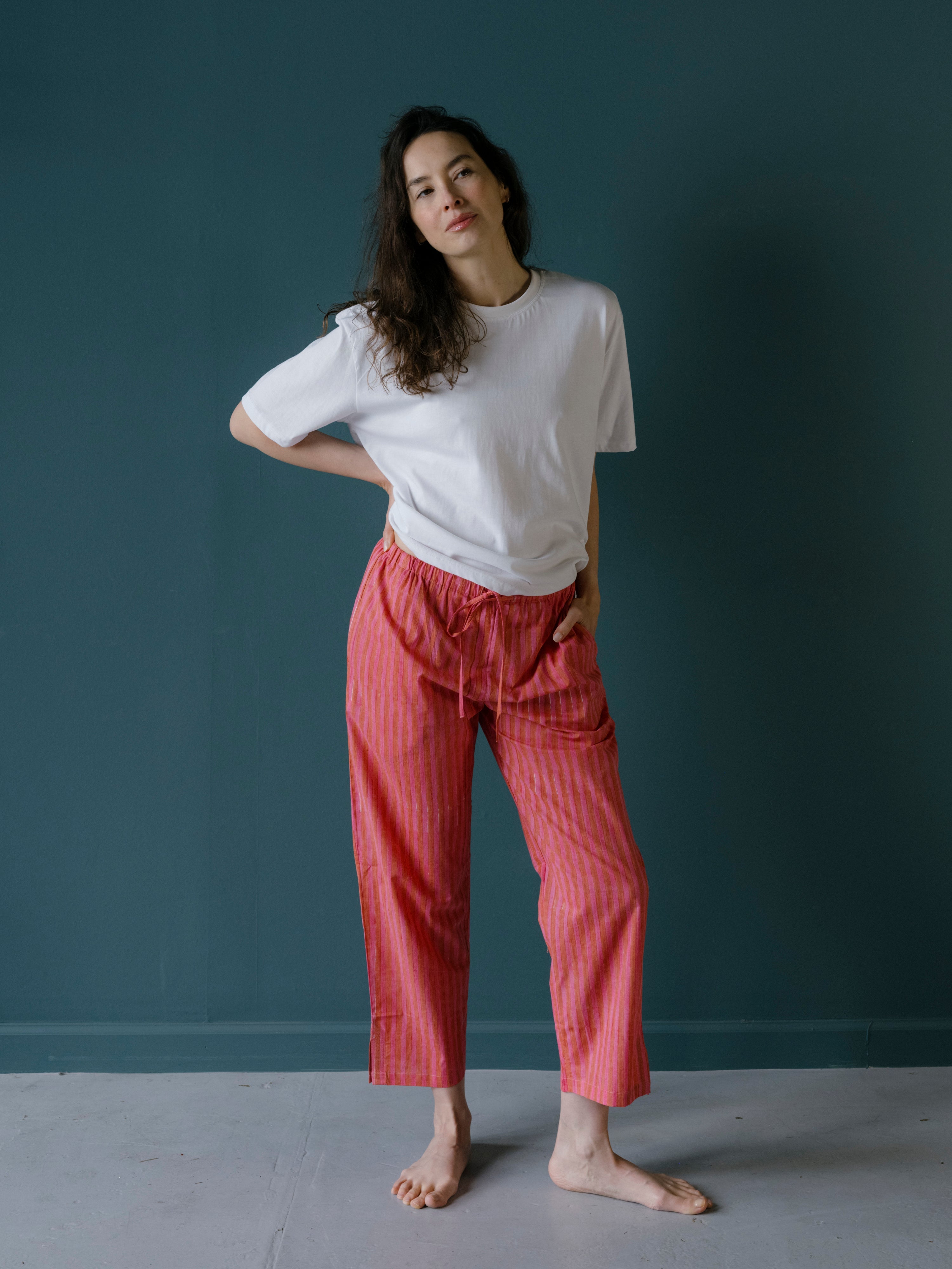 Nalini Pant | Block Printed Stripe