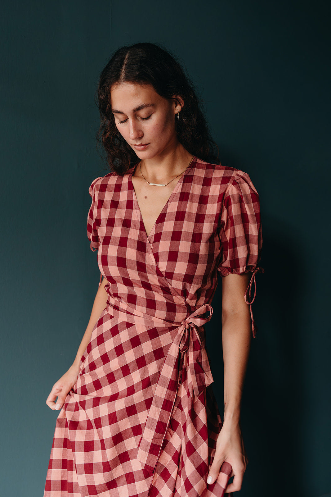 Gingham Wrap Dress