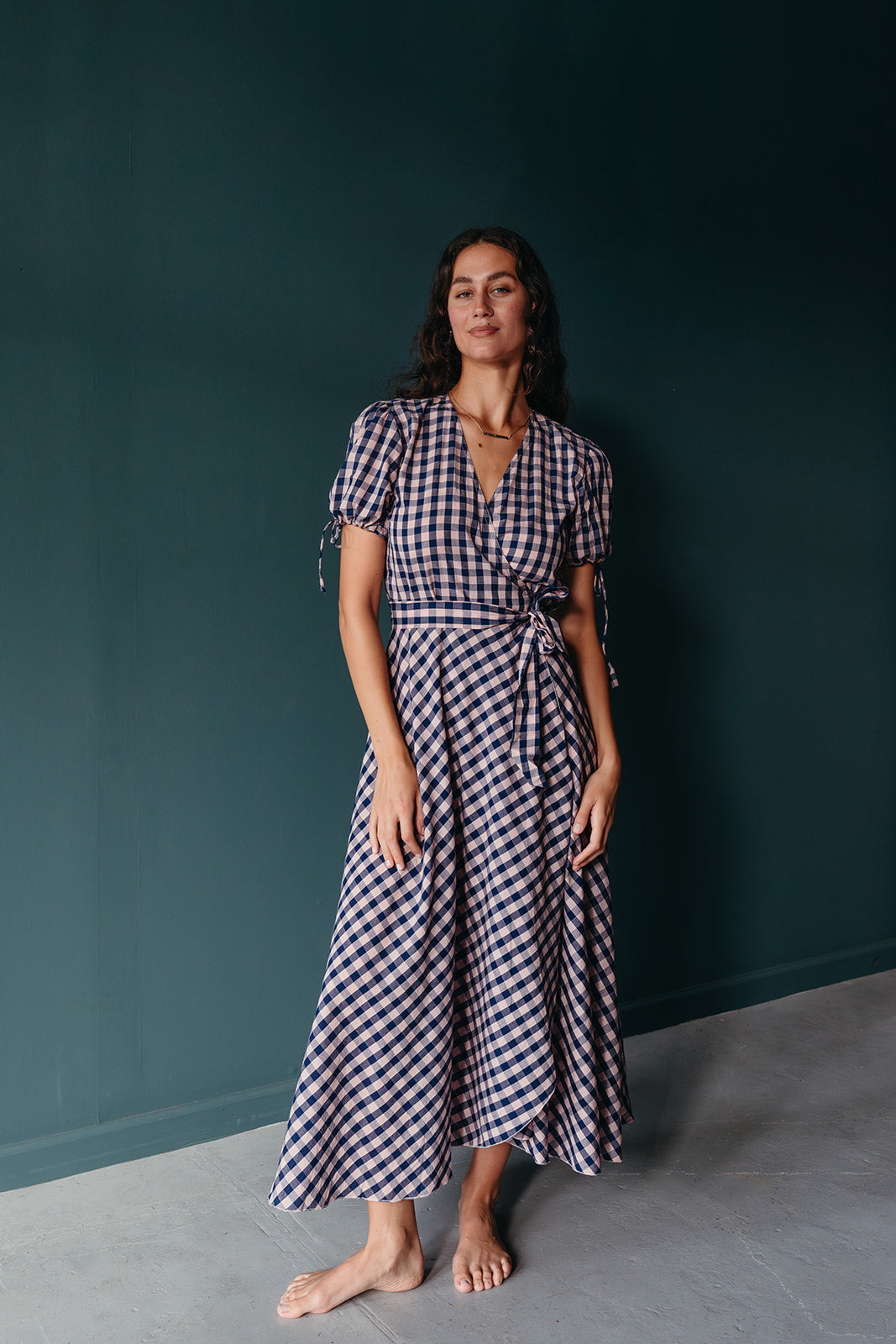 dress | navy gingham