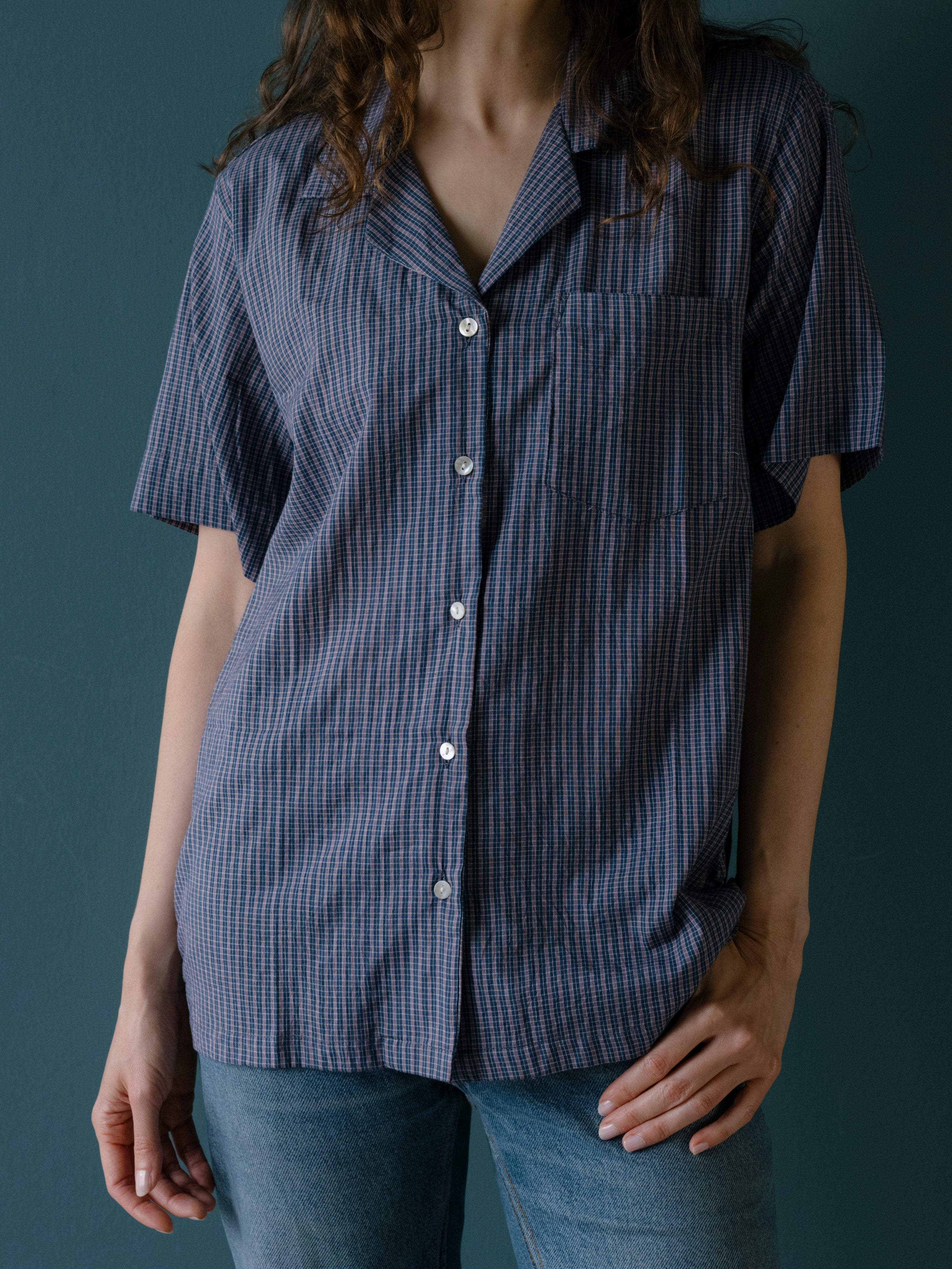 Unisex Camp Shirt | azure check