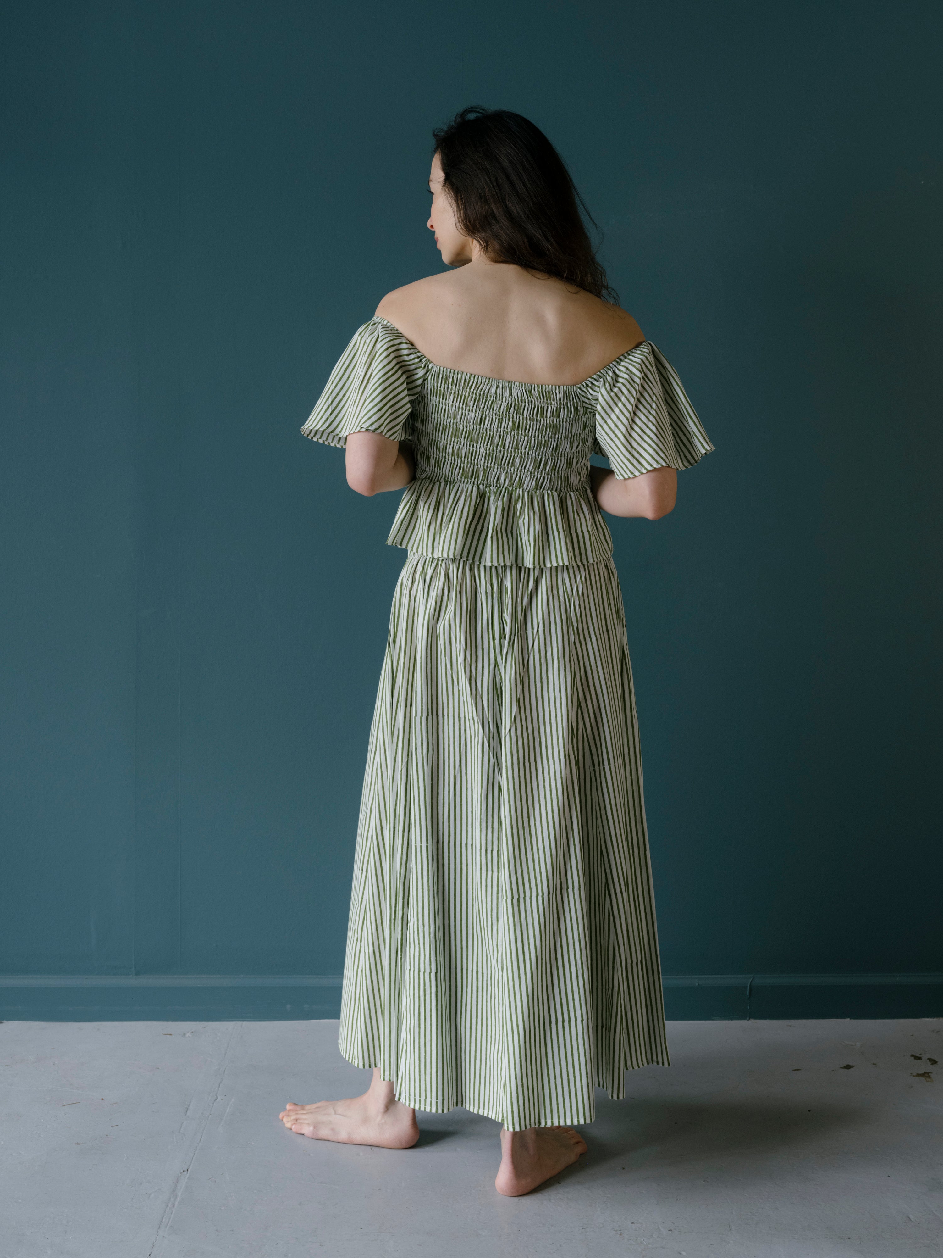 Nalini Skirt in Olive Stripe