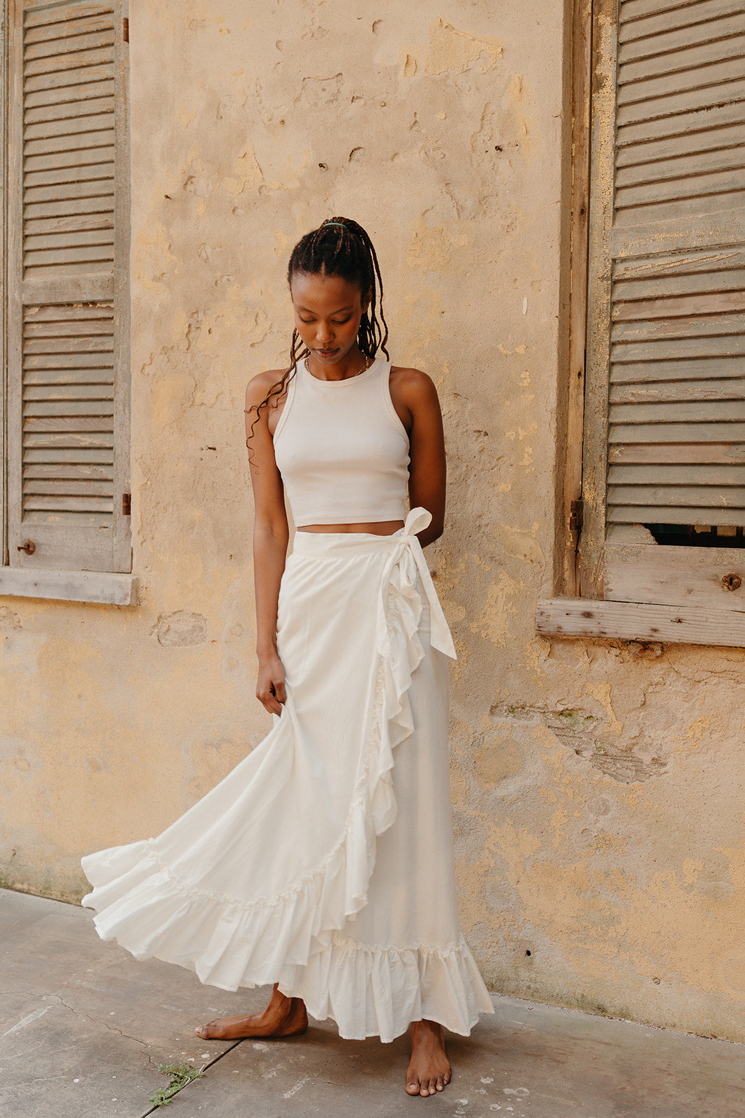 Navi Wrap Skirt | White