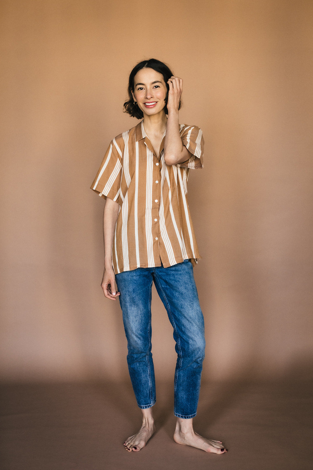 striped shirt | almond